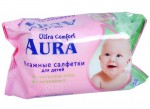 Салфетки влажные детские, Aura (Аура) №100 Ультра комфорт алоэ + витамин Е гипоаллергенные с крышкой