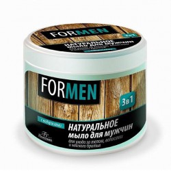 Мыло для мужчин, For Men (Фо Мен) 450 мл Натуральное с водорослями для ухода за телом и волосами и мягкого бритья 3в1 Формула 40