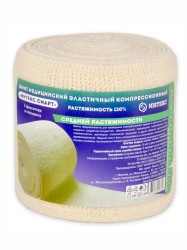 Бинт эластичный компрессионный Интекс-Смарт средней растяжимости (без индикатора давления) с 2 фиксаторами р. 3.0мх10см